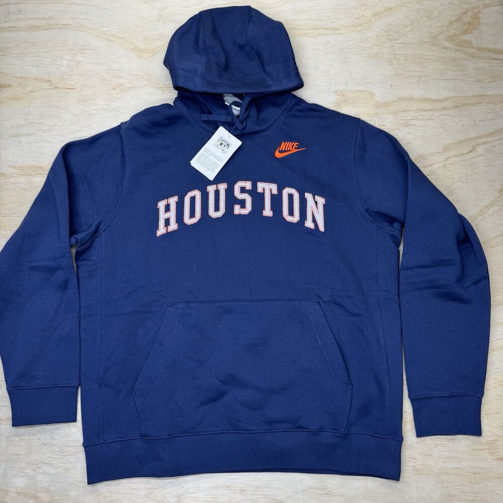 NEW Houston Astros Nike Club Fleece Pullover Hoodie Mens sz LG Blue